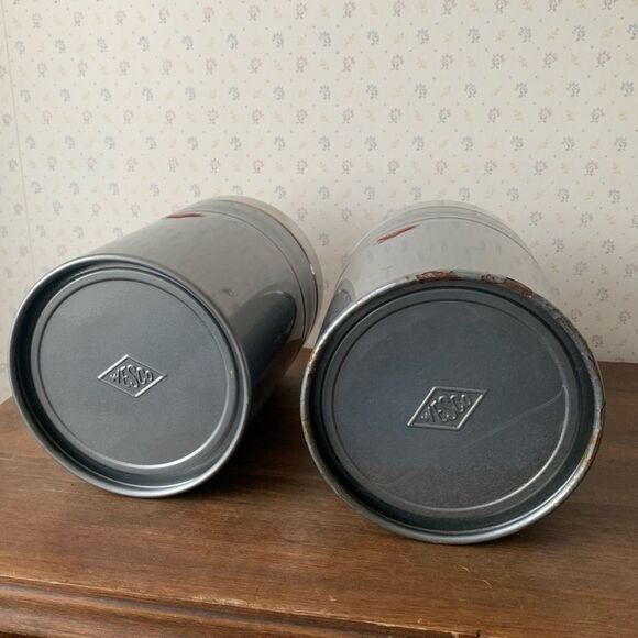 Vintage Wesco 2 Qt Gray Steel Canister Set Made in Germany SET OF 2 HG2 - Picture 6 of 8